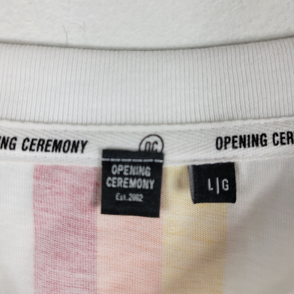 New Opening Ceremony Striped Logo Spellout Long Sleeve Crewneck Tee Crop Top - Picture 5 of 11